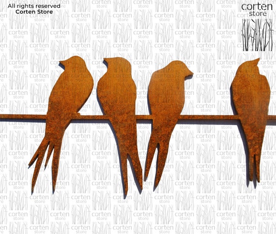 Corten Etsy Decoration. Wall on Swallows Metal Wire Metal Metal Decor. - Wall a Birds. Birds Hanging. Interior