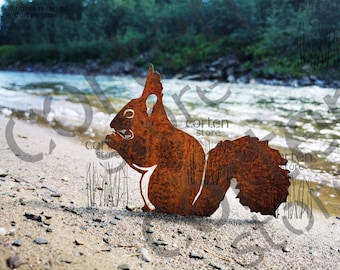 Dekoracja ogrodu wiewiórki - Rusty Squirrel Garden Art - Garden Lover Gift - Rusted Metal Animal Outdoor Decor - Yard Art - Handmade Decor