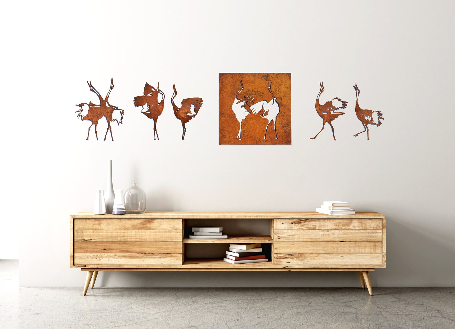 Metal Wall Art Cranes. Dance of Cranes a Set of Decorative Etsy