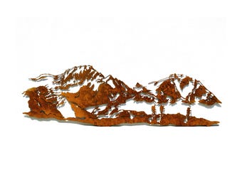 Corten Steel Mountain Wall Art – Climbers, Rustic Metal Decor (54.3")