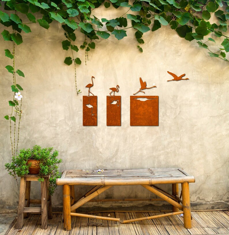 Flamingo Outdoor Wall Decor. Outdoor Birds Garden - Etsy