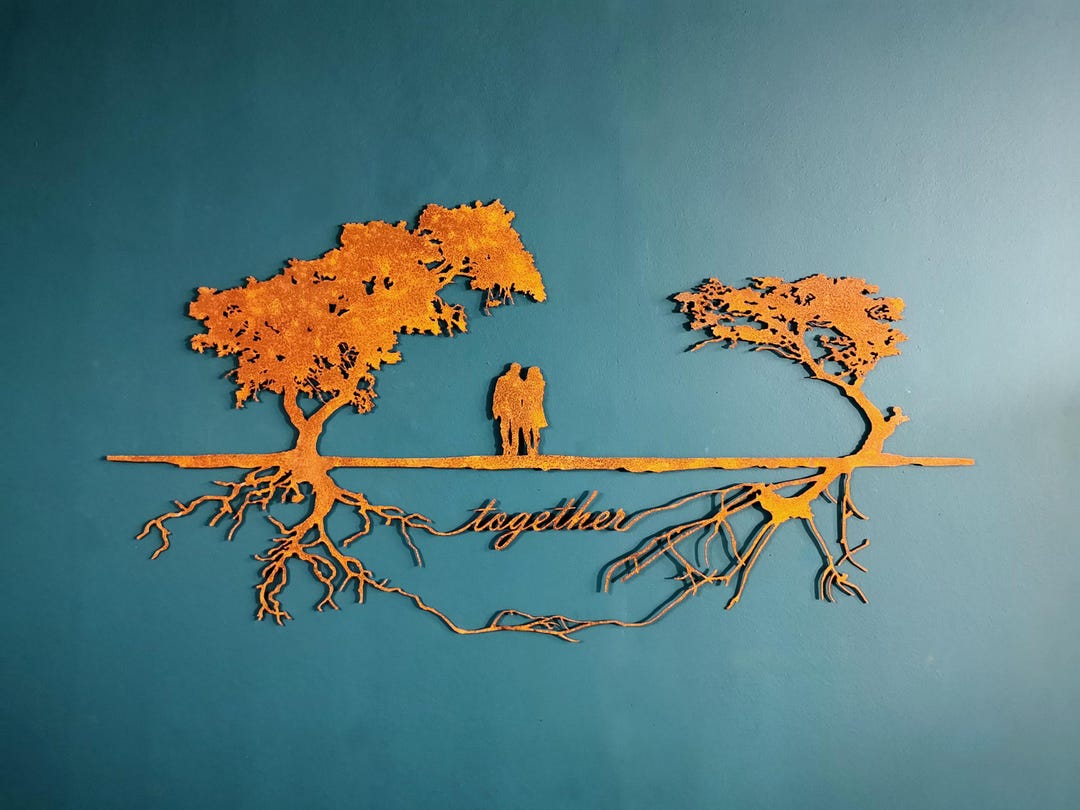 Trees Silhouette Industrial Wall Decor. Lofty Interior Decoration