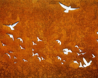 Corten Steel Bird Wall Art - Rustic Metal Birds, Custom Handmade