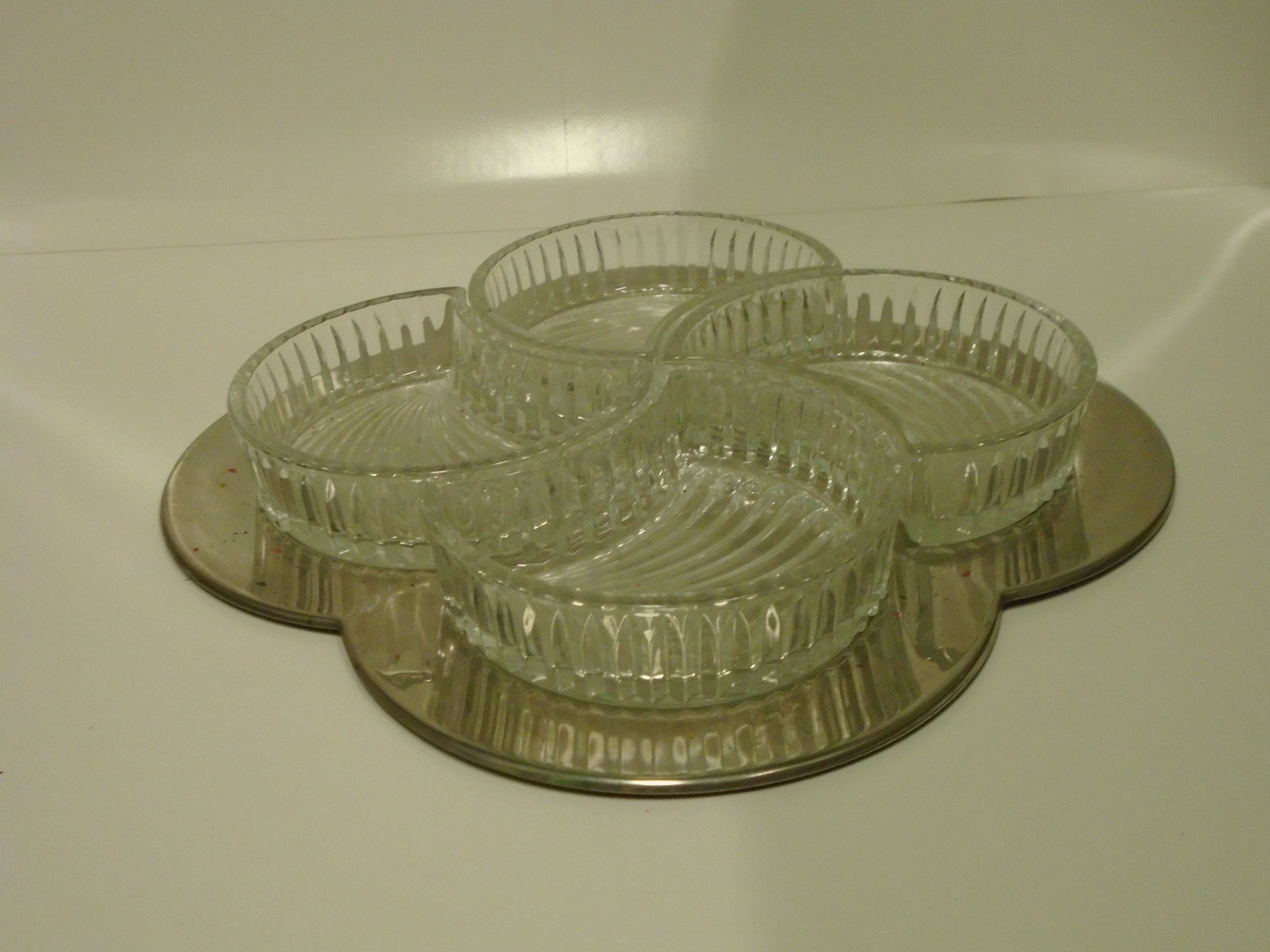 Unique Silver and Glass serving set Etsy