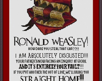Buy 2 Get 1 Free Ron Weasley's Howler Cross Stitch Pattern