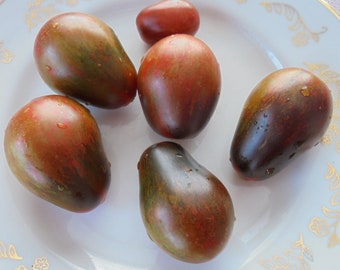 Semillas de tomate BLUE KEYES, tomates cherry dulces con forma de pera, reliquia, indeterminados, variedad rara, 15 semillas