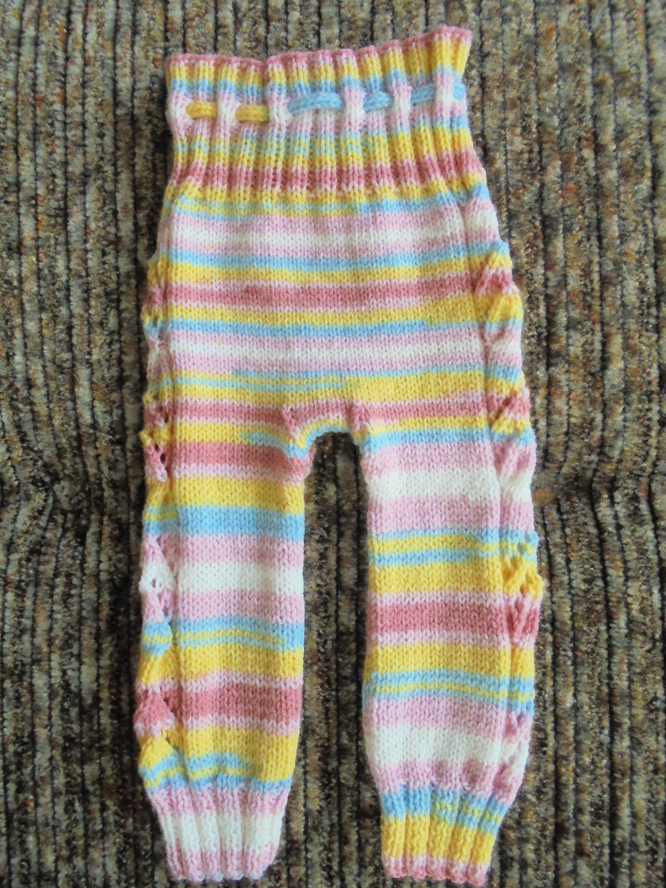 Hand Knitted Baby Girl Striped Pants With Pattern Made Of | Etsy