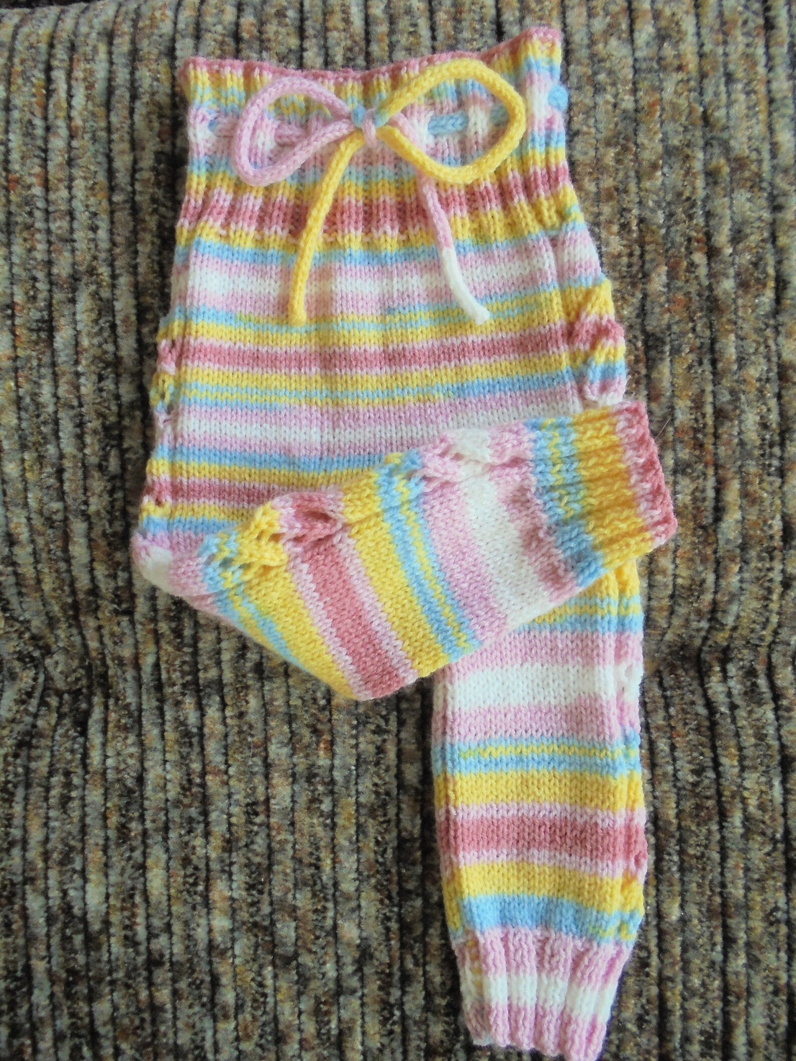 Hand Knitted Baby Girl Striped Pants With Pattern Made of Etsy