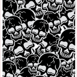 A2131 Rev, Skulls Reversed, Patterned Metal, 2&quot; x 3.5&quot; (Roll Printed Metal)