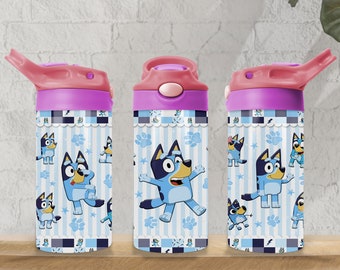 Blue Dog 12 Oz Tumbler Wrap PNG, Sippy Cup 12 Oz PNG, Flip-top Cup 12 Oz PNG, Cartoon Characters Kids Cup Png Sublimation Digital Download