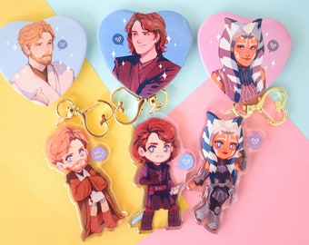 Disaster Trio Acrylic Charms & Heart Buttons