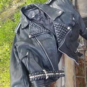 Studded Vintage Leather Jacket, Women’s (M)