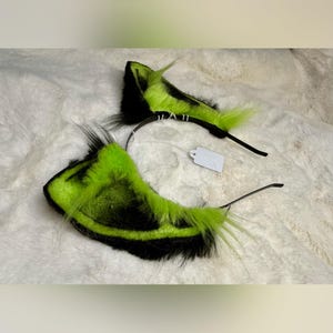 Green And Black Cat Ears For Cosplay Fashion Furry Festival