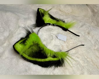 Green And Black Cat Ears For Cosplay Fashion Furry Festival