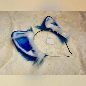 Blue And White Cat Ears For Cosplay Fashion Furry Festival