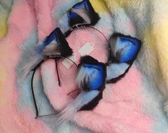 Black And Blue Kitten Ears Made To Order