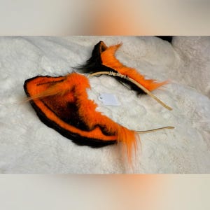 Orange And Black Cat Ears For Cosplay Fashion Furry Festival