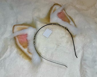Blonde And White Cat Ears For Cosplay Fashion Furry Festival