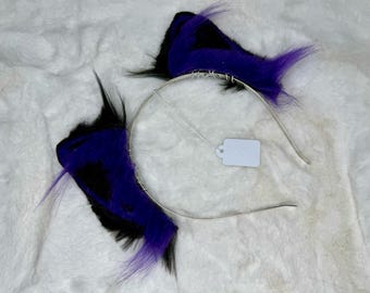 Purple And Black Kitten Ears For Cosplay Fashion Furry Festival