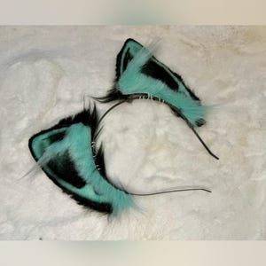 Mint en zwarte kattenoren voor Cosplay Fashion Furry Festival