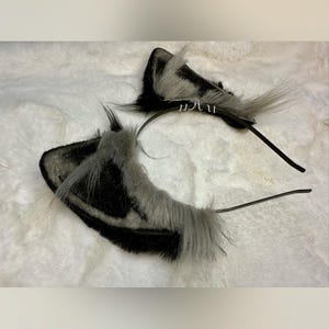 Grey And Black Cat Ears For Cosplay Fashion Furry Festival