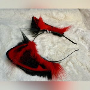 Red And Black Cat Ears For Cosplay Fashion Furry Festival