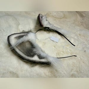Grey And White Cat Ears For Cosplay Fashion Furry Festival