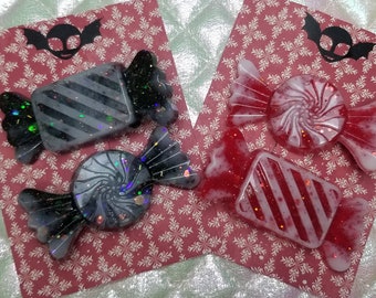 Candy Cane Barrettes Pack- Goth Christmas Jewelry Yami Kawaii- Nu Goth Barrettes