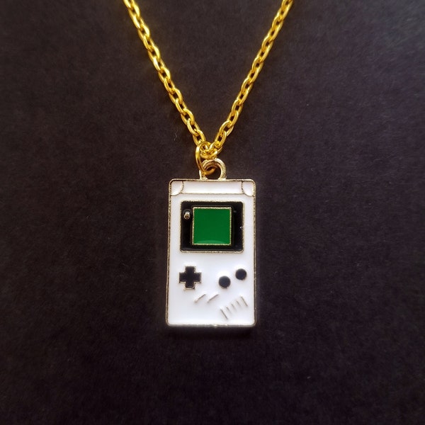 Gameboy Necklace- Gold 90s Necklace - Gamer Charm Jewelry- Nintendo Nerdy Necklace- Nerd Necklace Retro Accessories