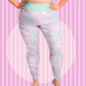 Yami Kawaii Plus Size Leggings - Menhera Leggings Yume Kawaii Pastel Goth Plus Size Leggings