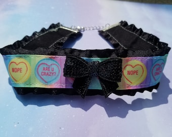 Pastel Goth Choker - Ribbon DDLG Choker Lace CGL Necklace- Lolita Accessories Kawaii Fairy Kei Jfashion