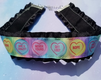 Pastel Goth Choker - Ribbon DDLG Choker Lace CGL Necklace- Lolita Accessories Kawaii Fairy Kei Jfashion