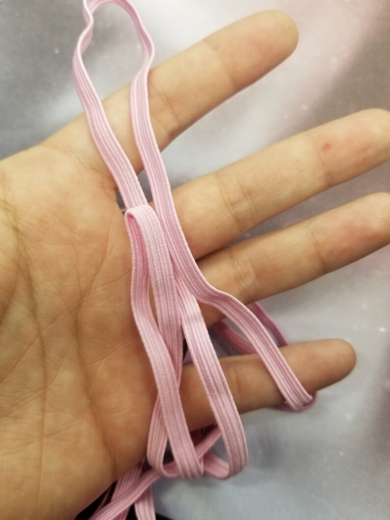 1/4 Inch Mask Making Elastic Flat Pastel Baby Pink Elastic for Masks Sewing Free Shipping USA Super Soft Quarter Inch image 1