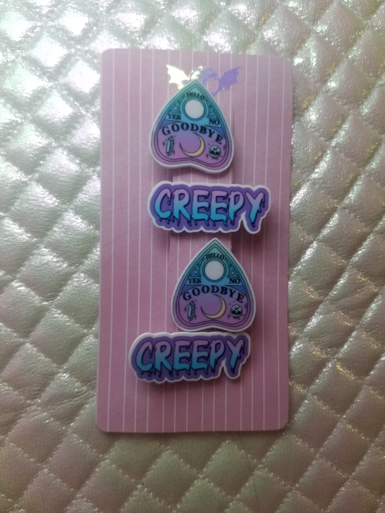 Creepy Planchette Barrettes Ouija Barrette Set Halloween Pastel Goth Jewelry