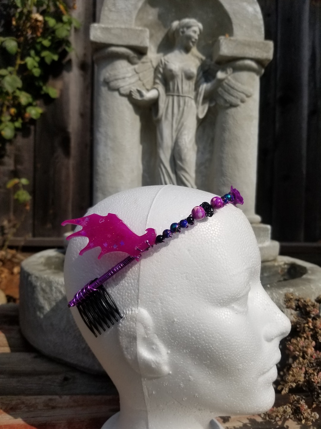 IYOU Halloween Stirnband Mit Fledermausflügeln – Orange-schwarzes Día De Los Muertos Haarband Für Damen, Party & Cosplay