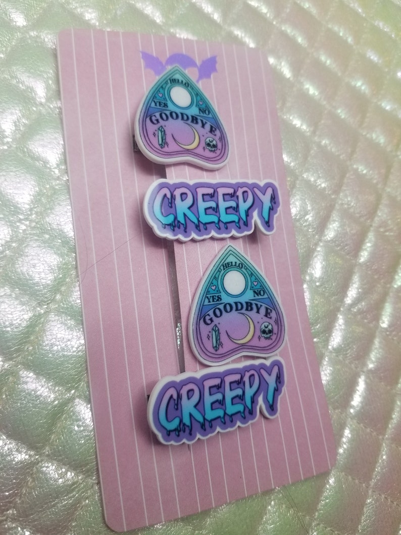 Creepy Planchette Barrettes Ouija Barrette Set Halloween Pastel Goth Jewelry