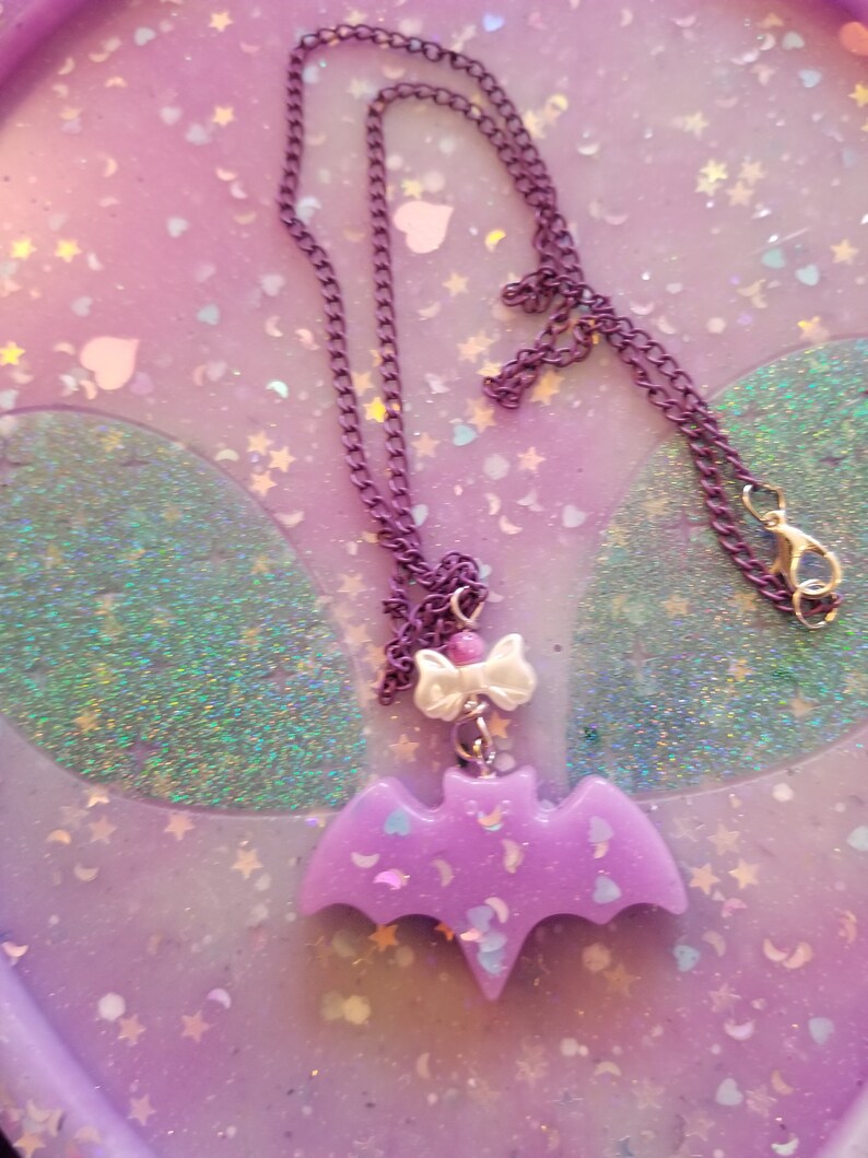 Pastel Goth Bat Necklace Lavender Nu Goth Jewelry Glow in Etsy