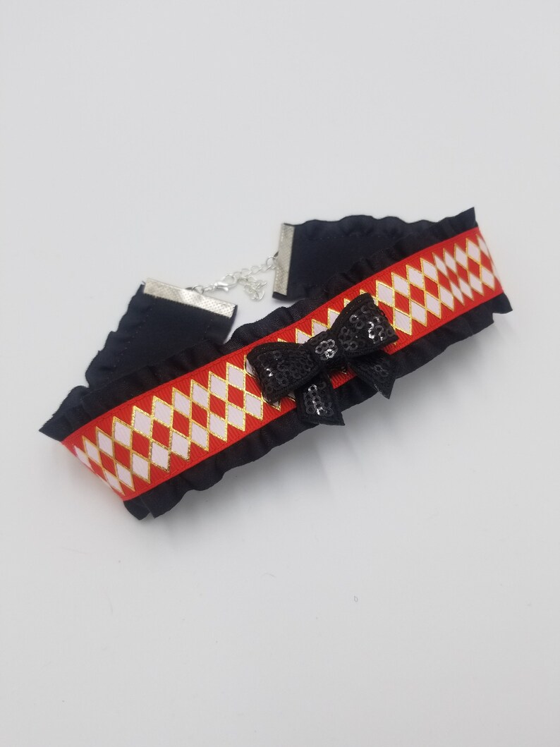 Gothic Circus Necklace Clown Cosplay Nu Goth Choker Harlequin Cosplay Pastel Goth Jewelry Circus Harlequin Ribbon Goth Choker