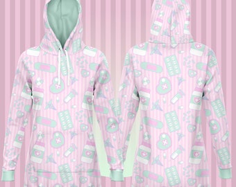 Yami Kawaii Hoodie Dress- Plus Pastel Goth Clothing Nu Goth Hoodie Sweatshirt Menhera Dress Creepy Cute Aesthetic Longline Hoodie Clothes