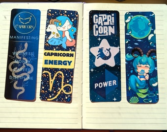 4 Printable Capricorn Bookmarks | Witchy Book Lover Gift | Manifesting | Birth Month Gift | cute bookmark | Astrology | Instant Download