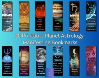 12 Printable Planet Bookmarks | Manifesting visual aid | Birth Chart | Instant Digital Download Set | Astrology | Print and Cut Bundle