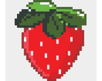Strawberry Pixel Art Cross Stitch Pattern