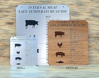 Aimant personnalisé pour tableau des températures de la viande : cadeau de cuisine gravé au laser