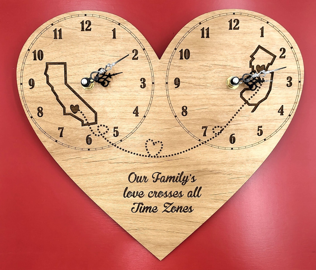 Personalized Dual Time Zone Clock, Personalized Time Zone Clock, Custom