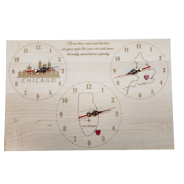 Triple Time Zone Wall Clock Etsy