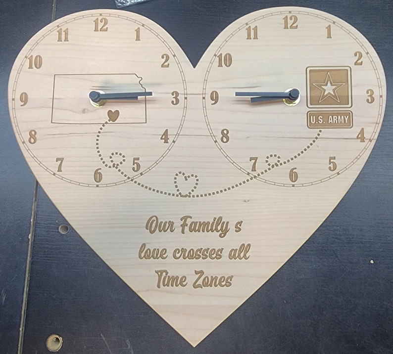 Personalized Dual Time Zone Clock Personalized Time Zone Etsy