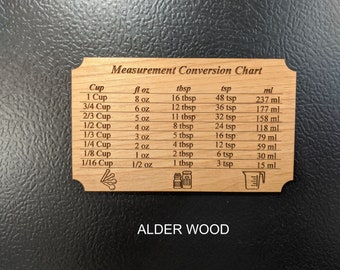 Personalized Wood Kitchen Conversion Chart Magnet: Baking Gift