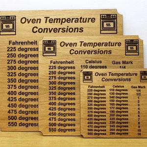 Personalized Fridge Magnets,Oven temperature conversions, Kitchen, baking gift, measuring cups, measuring, cooking, laser engraved