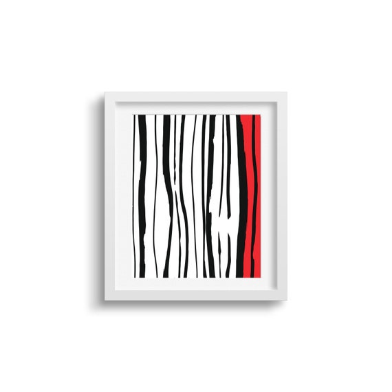 Geometric Wall Art Stripes Black White and Red Poster Etsy