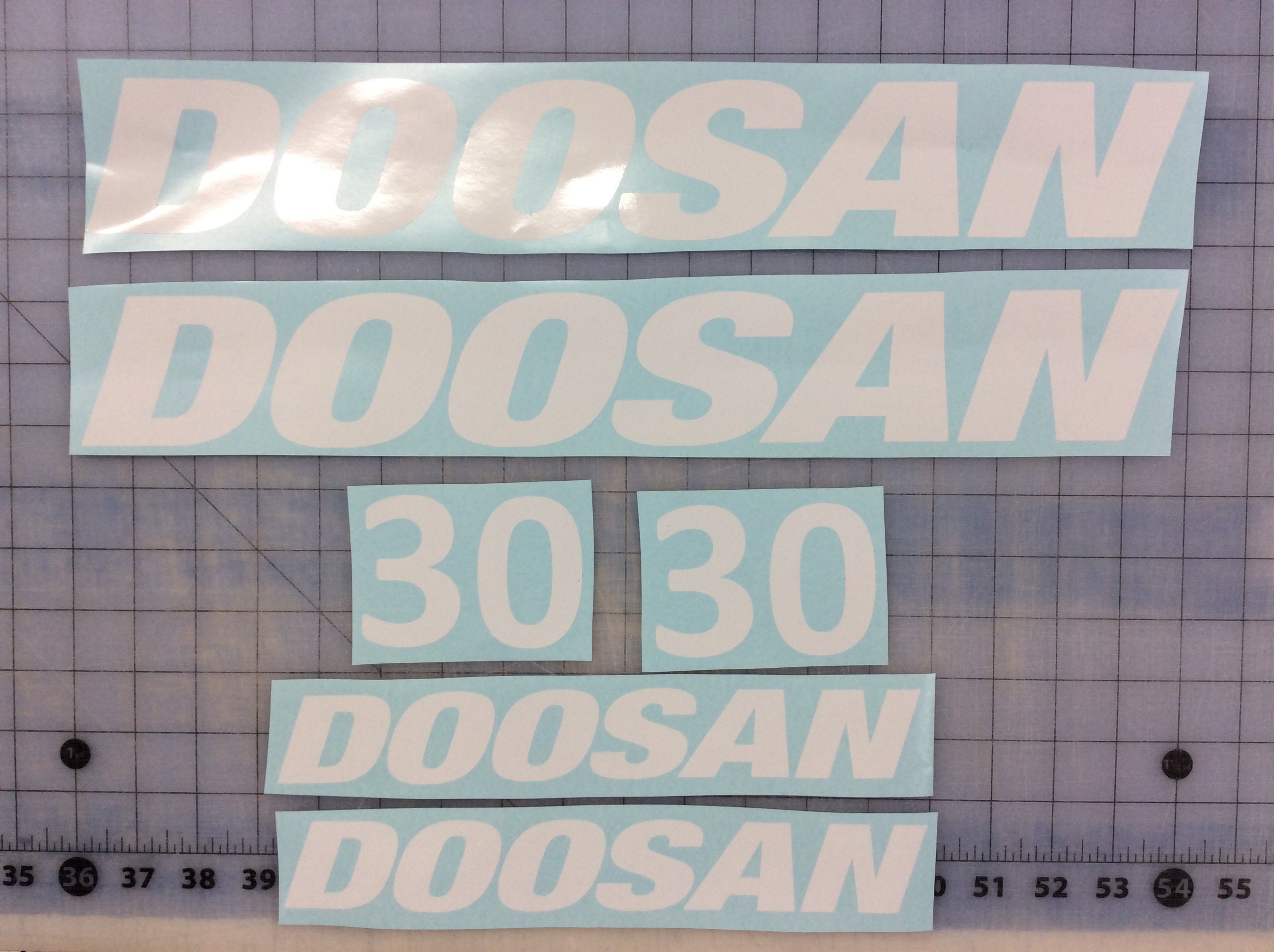 1 Set of Doosan D30S Forklift Decals Mast Sides and Rear image